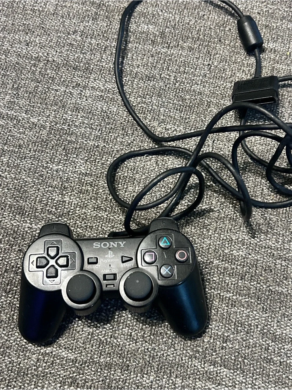 Sony Black Wired PlayStation Controller with Classic Button Icons